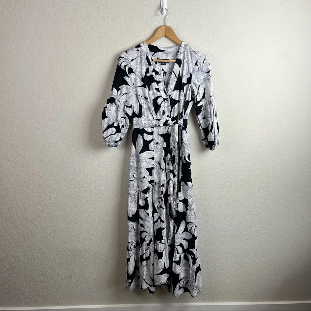 MAEVE Anthropologie Puff Sleeve Midi Dress Floral - Picture 3 of 14